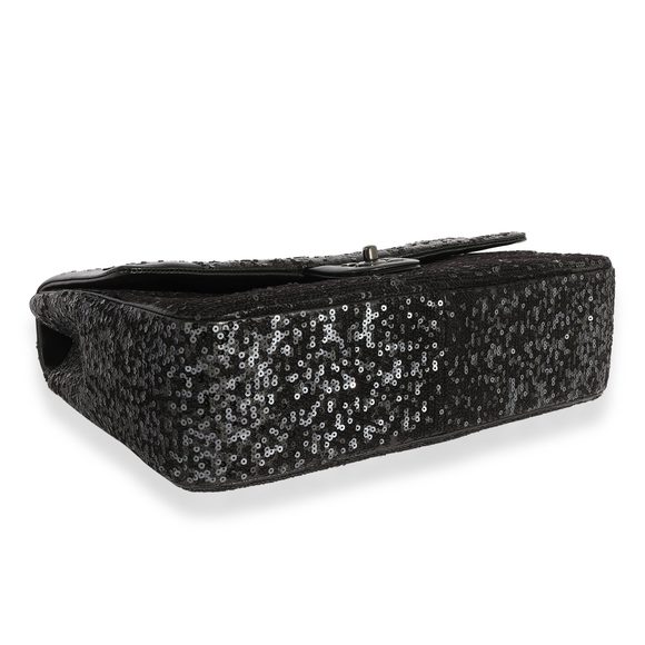 Chanel Black Sequin Lambskin Moonlight On Water Jumbo Single Flap Bag - Picture 7 of 7